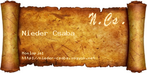Nieder Csaba névjegykártya